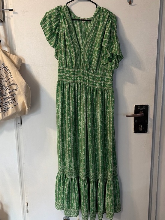 Max Studio Dresses & Skirts - Max Studio Green Printed V-Neck Tiered Maxi Dress